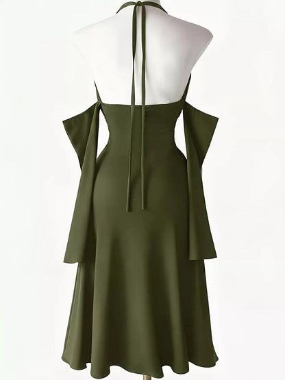 Halter Neck High-Slit Bodycon Dress