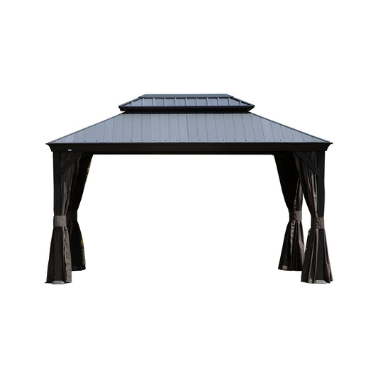 12'x16' Hardtop Gazebo with Resin Roof and Drainage Gutters