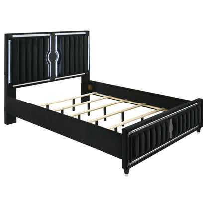 Ravenne 4-piece Velvet Upholstered California King LED Bedroom Set Black