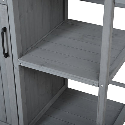 Outdoor Kitchen Island Fir Wood Prep Station with Stainless Steel Top