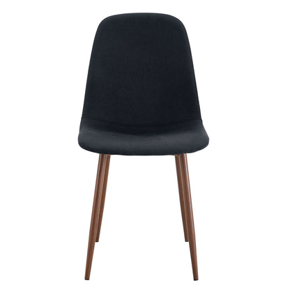 Luxury Simple Chair (Set of 4) Linen Cotton High Resilience Dining Chair With Metal Color Leg - Black / Walnut