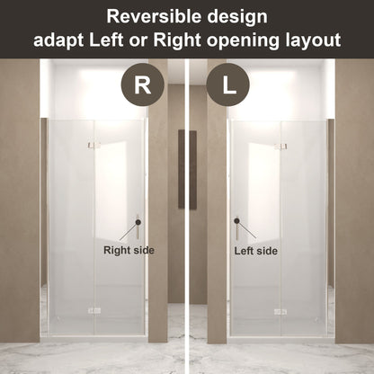 29-28" x 72" Bifold Shower Door, 1/4" (6mm) Tempered Glass