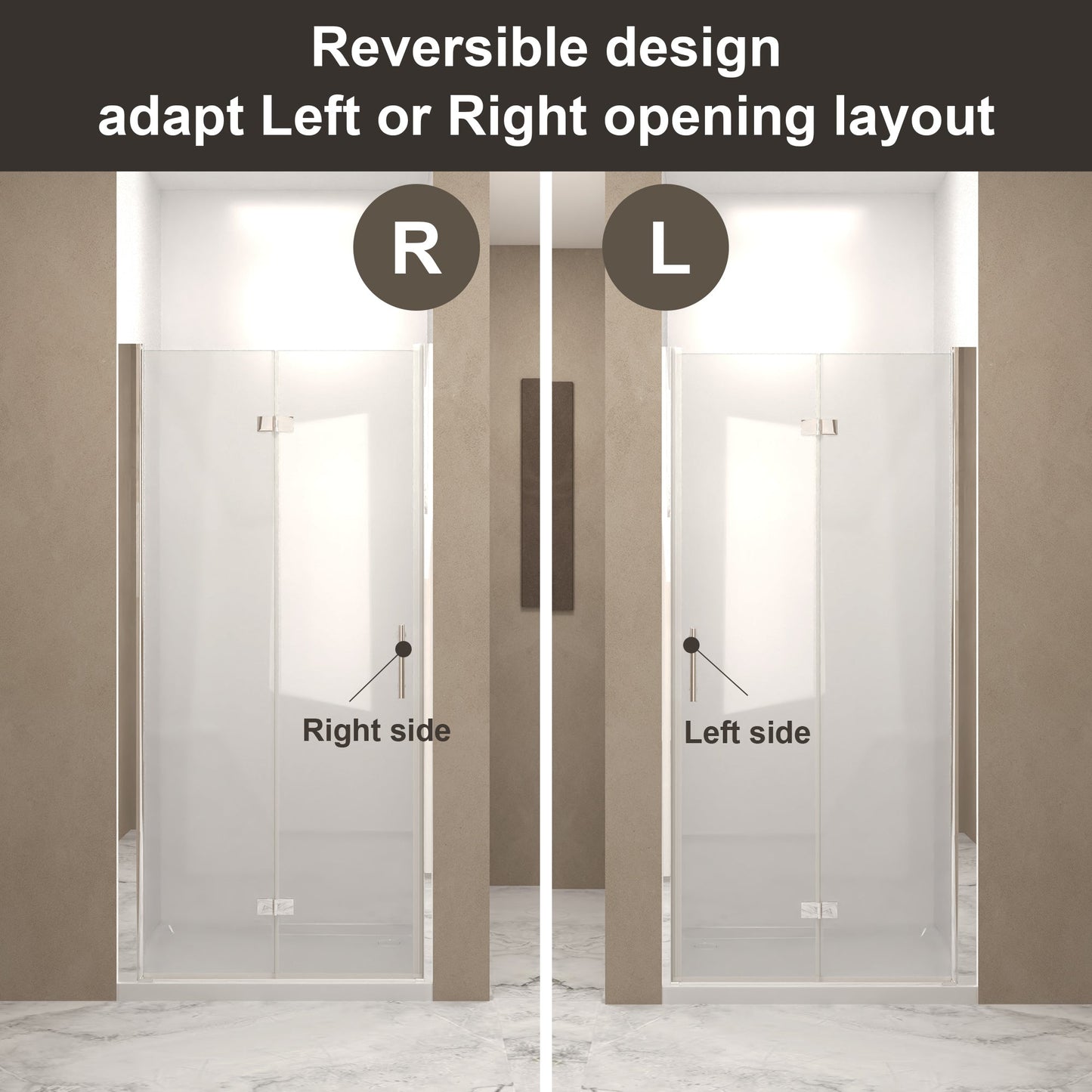 31-30"x 72" Bifold Shower Door, 1/4" (6mm) Tempered Glass