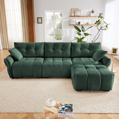 Three-Seater Sofa Set With Ottoman and Pillows