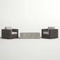 Outdoor Rattan Wicker Seating Set With Cushions 2 Person Patio Furniture - Espresso / Gray