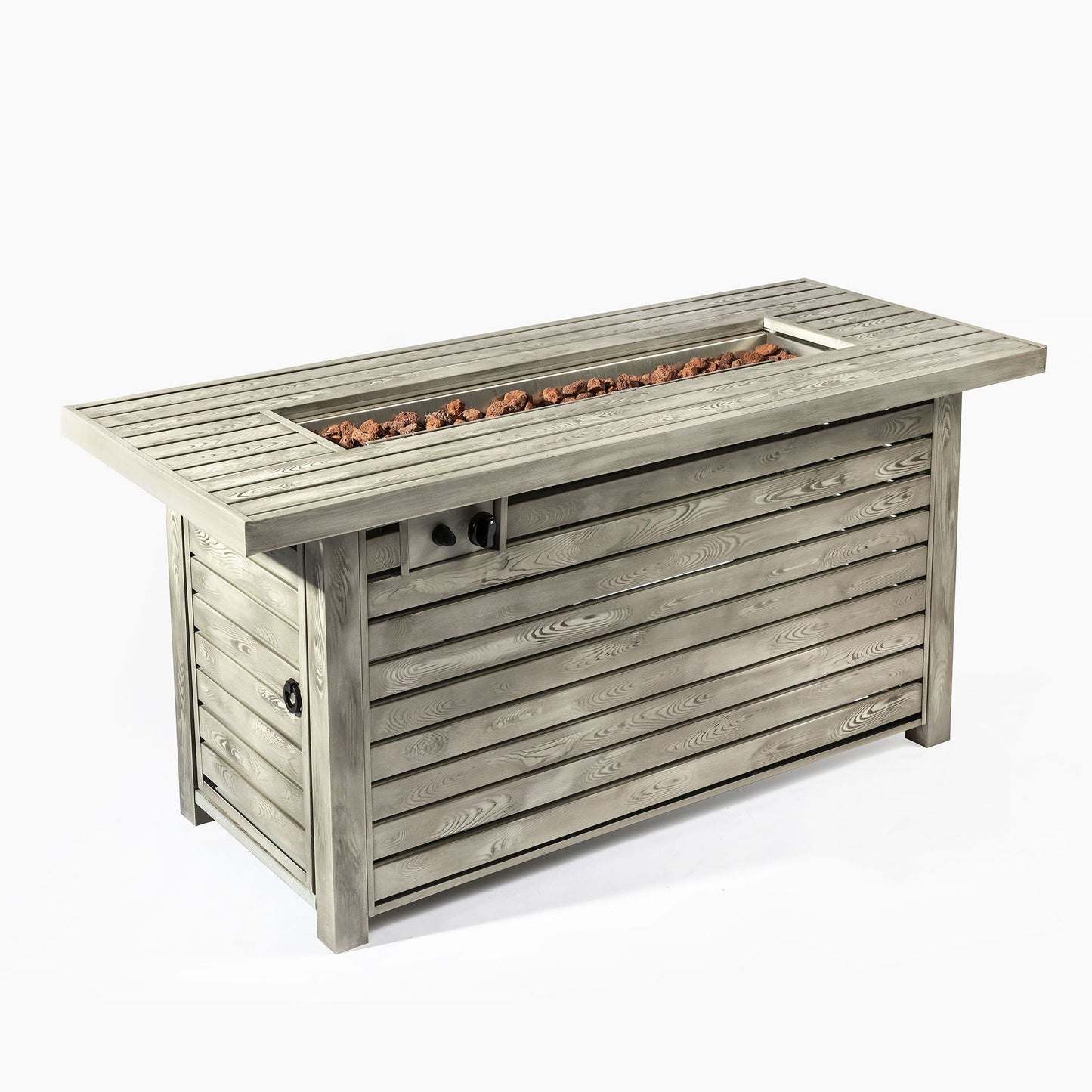 Propane Gas Fire Pit Table, 50000 Btu, Rectangular For Outside - Light Beige