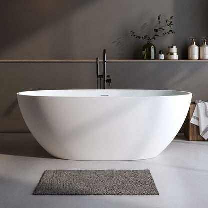 55" Solid Surface Matte Tub - Freestanding Soaking Bathtub