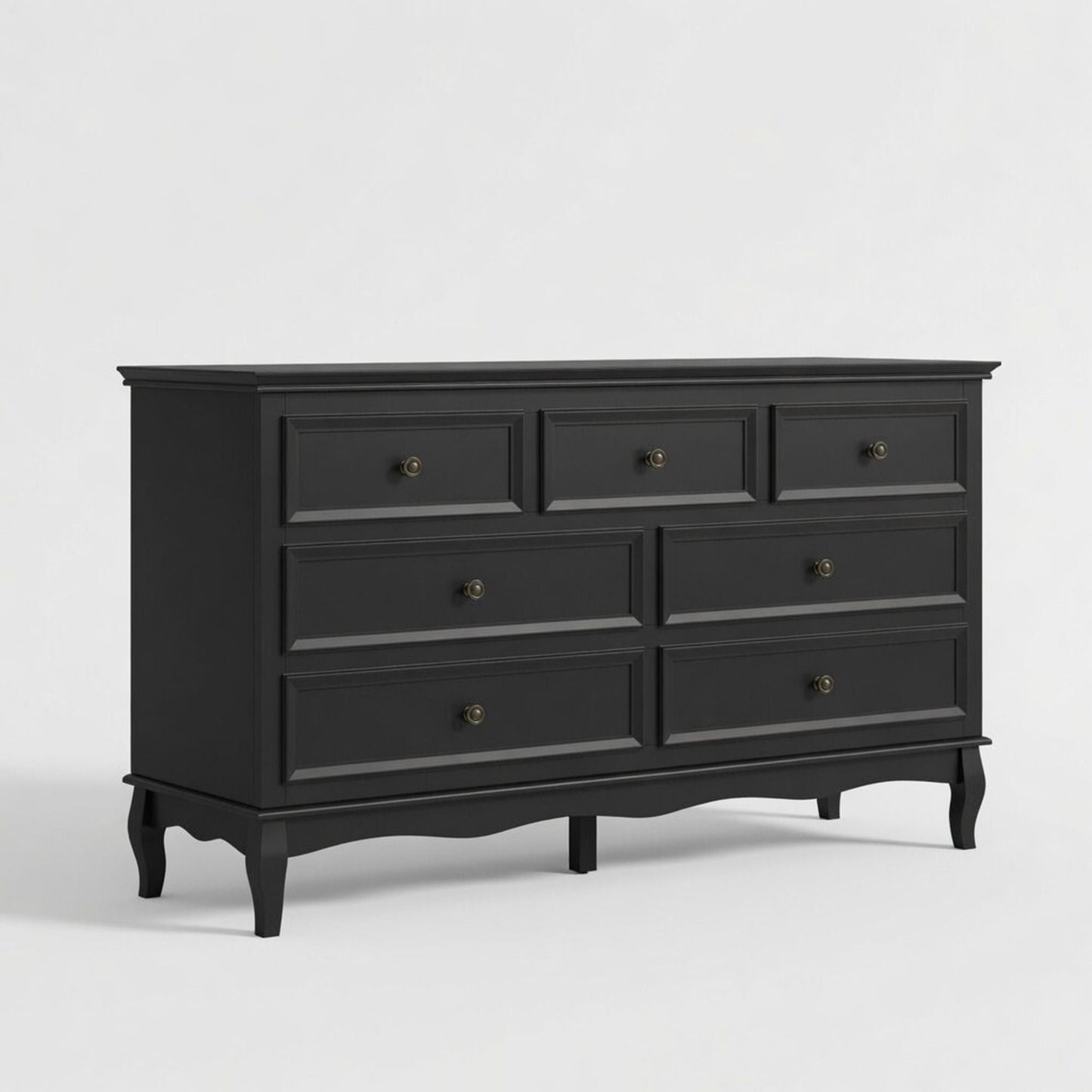 7 Drawer Dresser, Storage Chest - Black