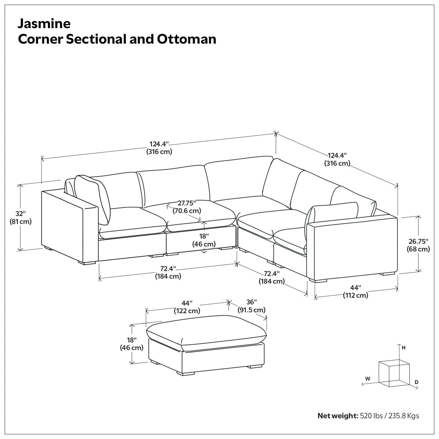 Jasmine - Handcrafted Sofa And Ottoman