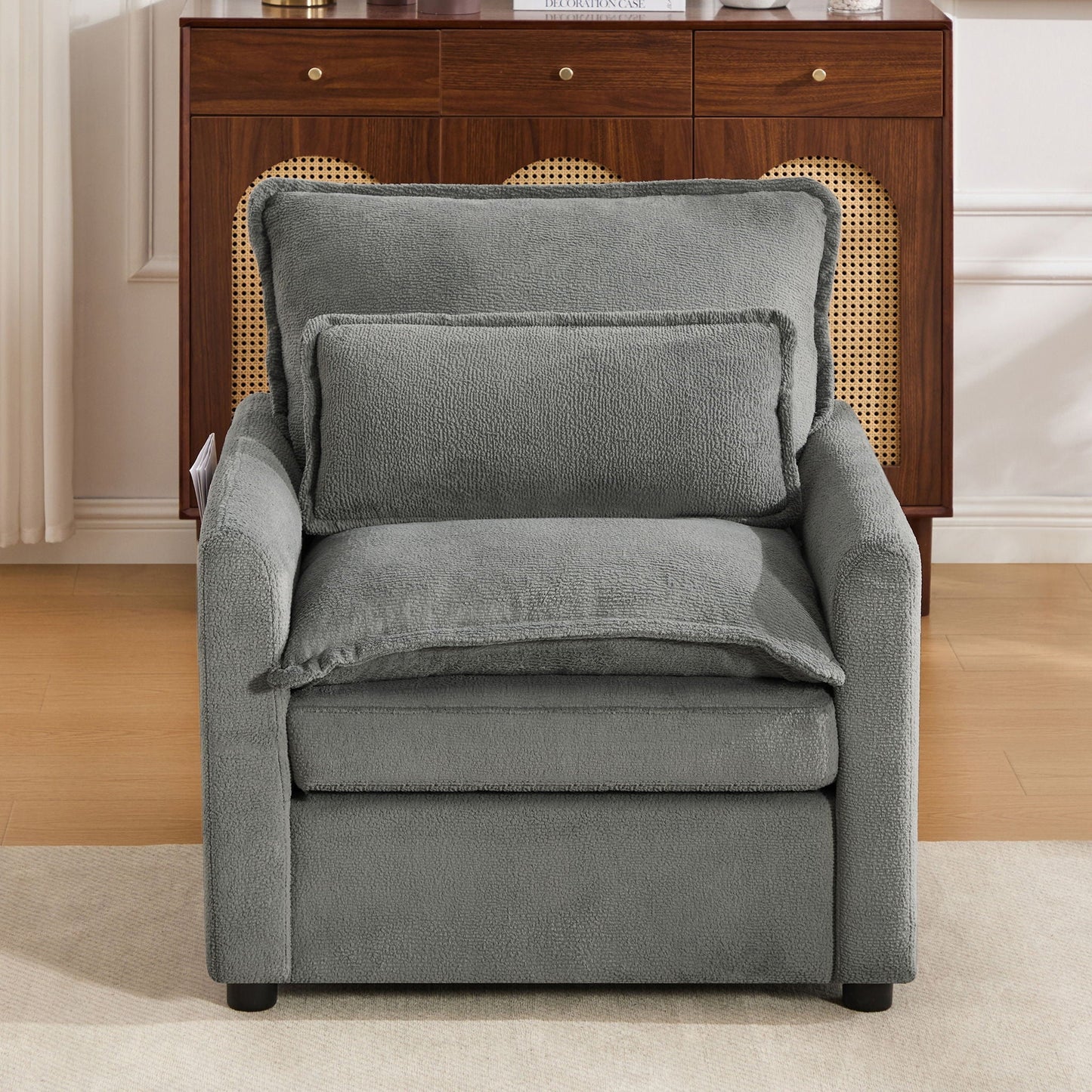 Modern Single Seat Accent Chair With Side Storage Pockets