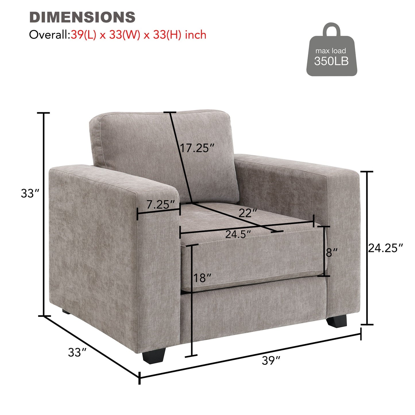 Oversized Accent Chair With Widen Arm For Living Room