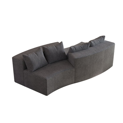 Curved Sectional Sofa With 4 Pillows, Modular Semi Circular Design