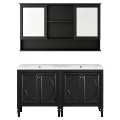 Double Sink Bathroom Vanity Set with Wall Mount Mirror Cabinet