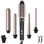 5 in 1 Curling Wand Hair Curling Iron Brush Anti-Tangle HairÊThermal Brush Curler with 4 Heating Levels 360¡ Rotatable Cable 5 Interchangeable Barrels