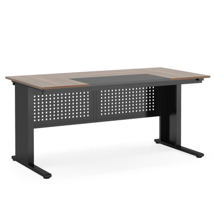 L-Shaped Executive Desk With File Cabinet, Office Workstation With Drawers, Shelves & Storage