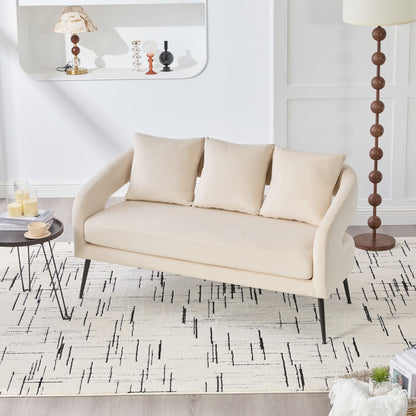 Open Back Loveseat Settee With 3 Pillows