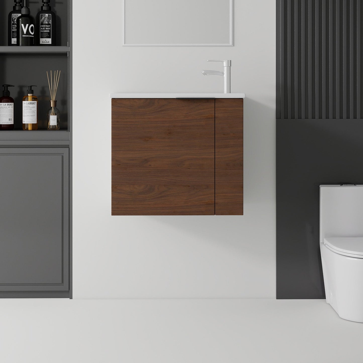 22 Inch Floating Bathroom Vanity with Sink, Soft-Close Door, Ceramic Sink, Plywood