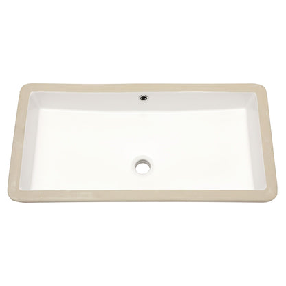 Modern Rectangular Undermount Bathroom Sink With Overflow Ceramic