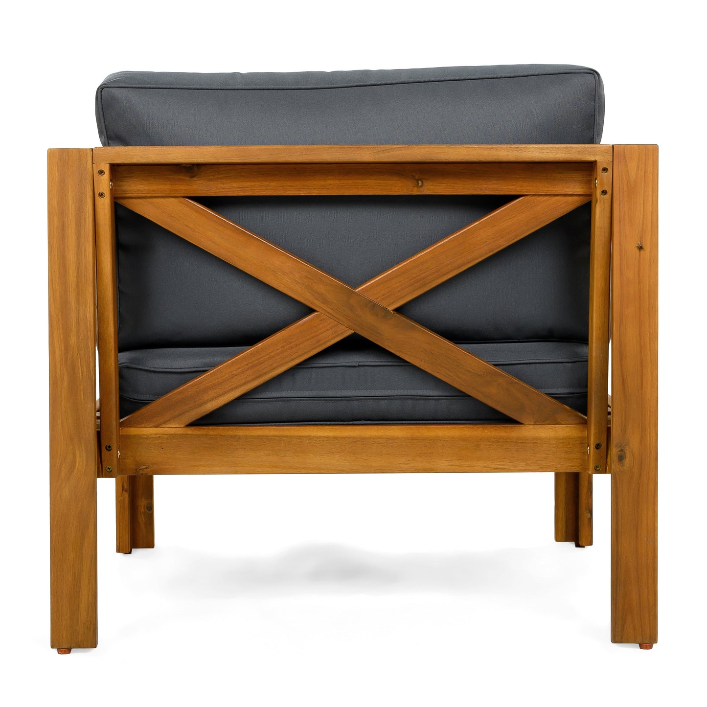 Patio Conversation Set with Foldable Acacia Wood Table and Cushioned Armchairs