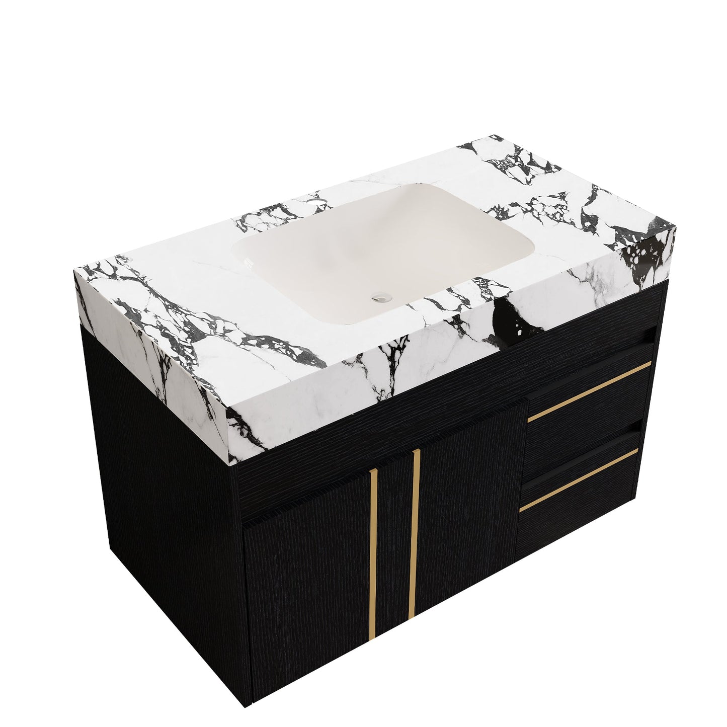36" Floating Bathroom Vanity with Ceramic Sink and Faux Marble Top