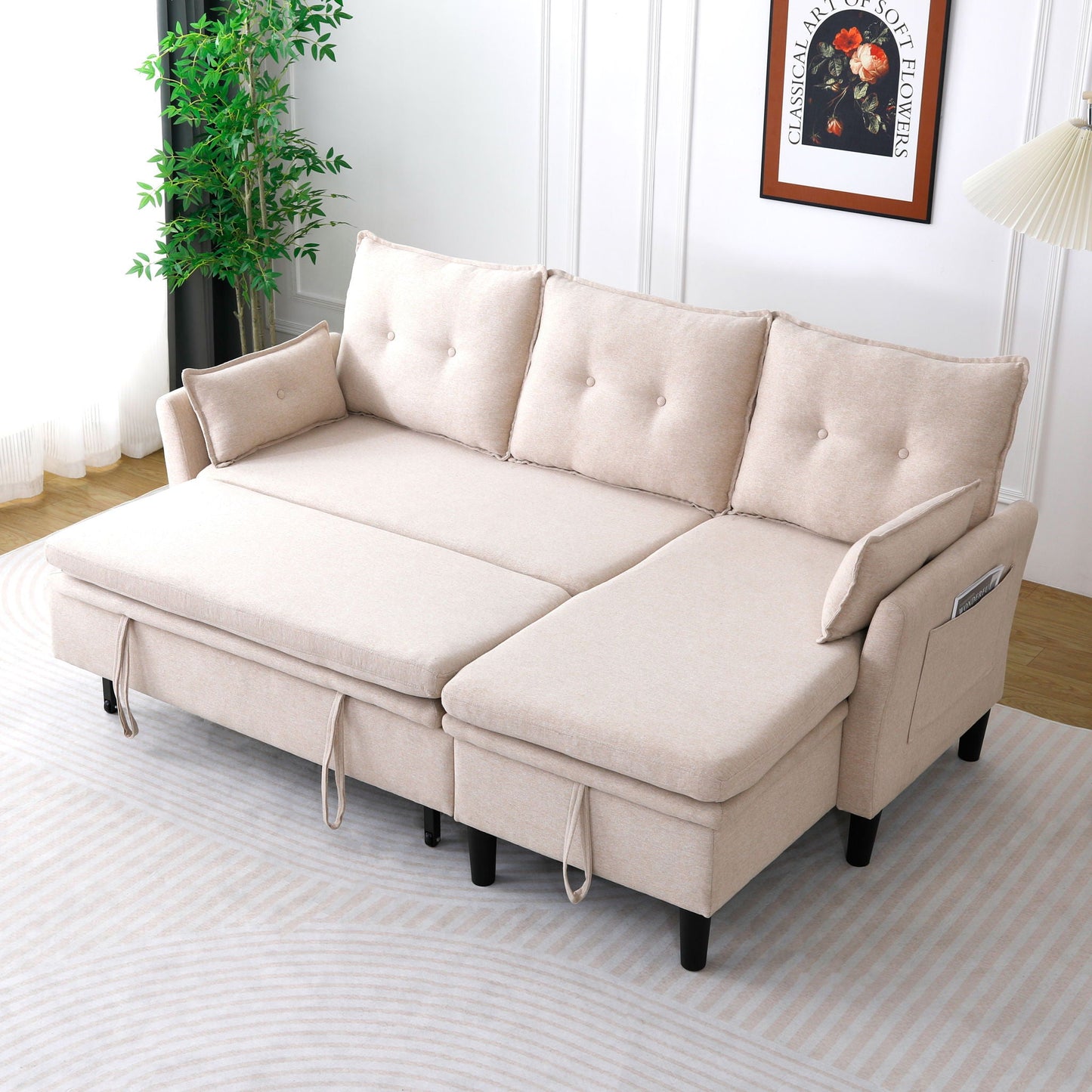 L-Shaped Reversible Chaise Sectional Sofa With Storage