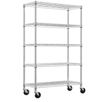 5-Shelf Wire Storage Shelving Unit with Heavy Duty Carbon Steel - Chrome