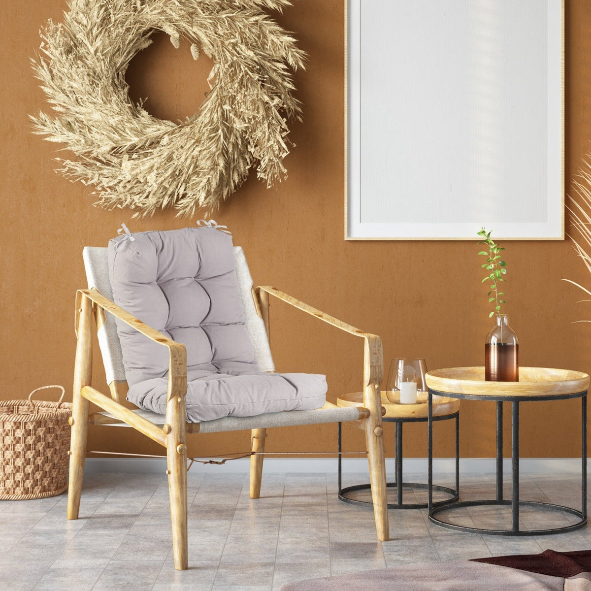 2Pcs Rocking Chair Cushion Upper And Lower Back And Seat Sets with Non-Slip Ties Polyester Fiber Filling Comfortable for Indoor Home Office Car