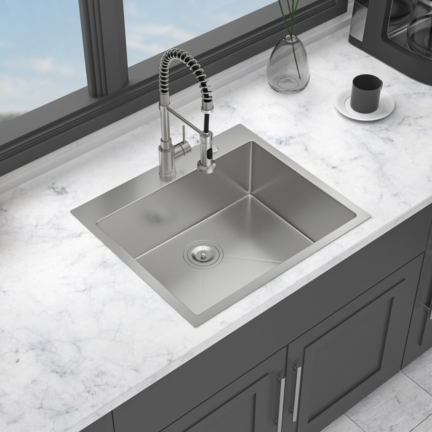 24 x 18 x 9 Inch Kitchen Sink Drop-In 16 Gauge Stainless Steel