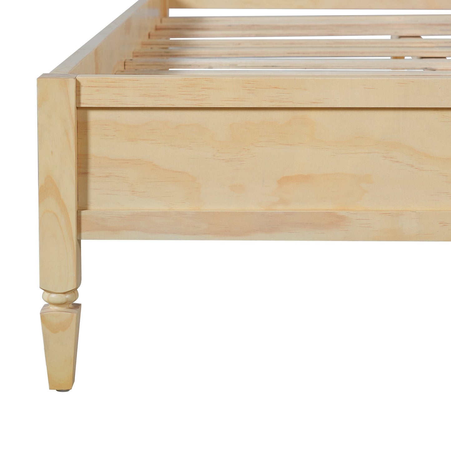 King Size Wood Platform Bed Frame with Classic Panel Headboard