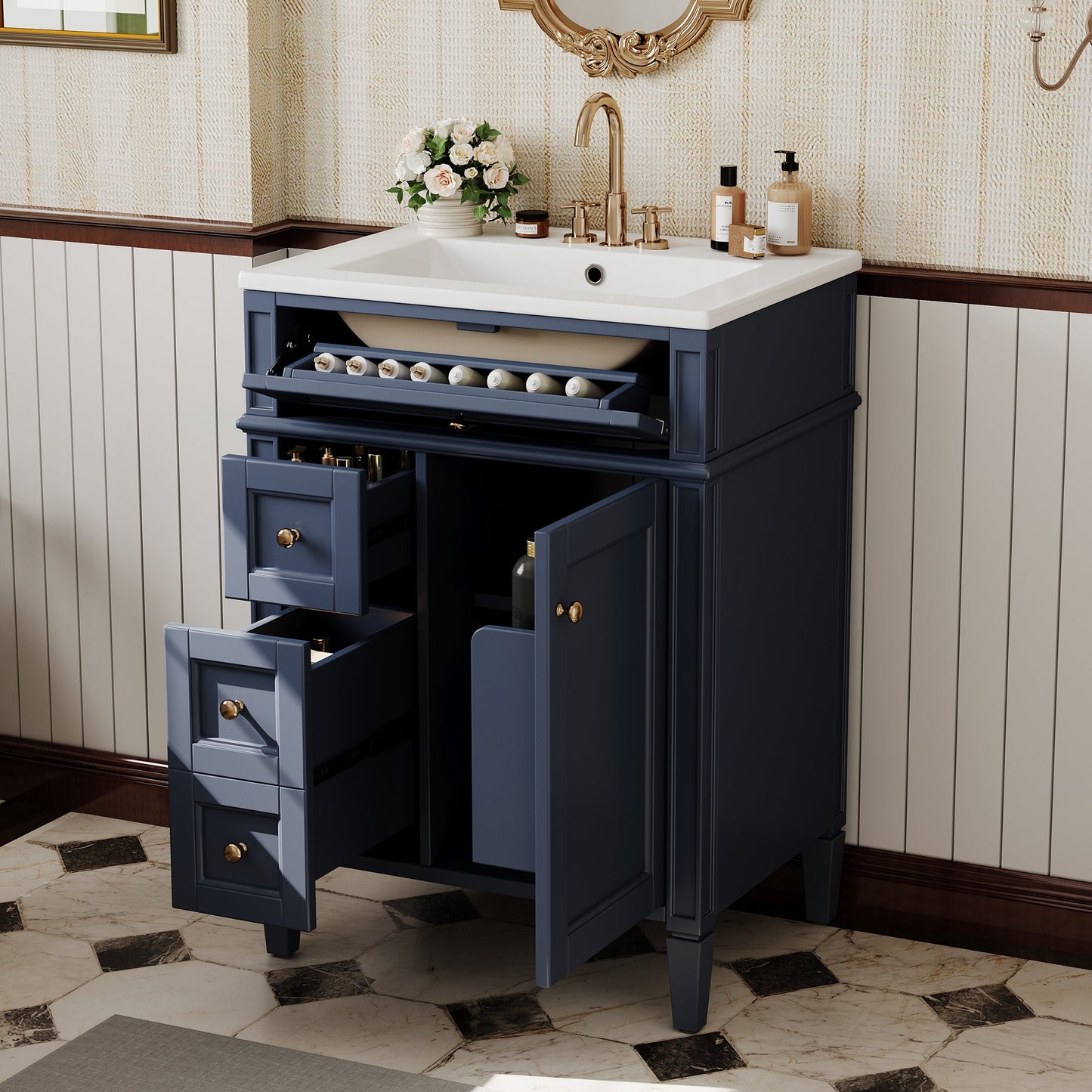 24'' Bathroom Vanity with Top Sink and Storage Cabinet