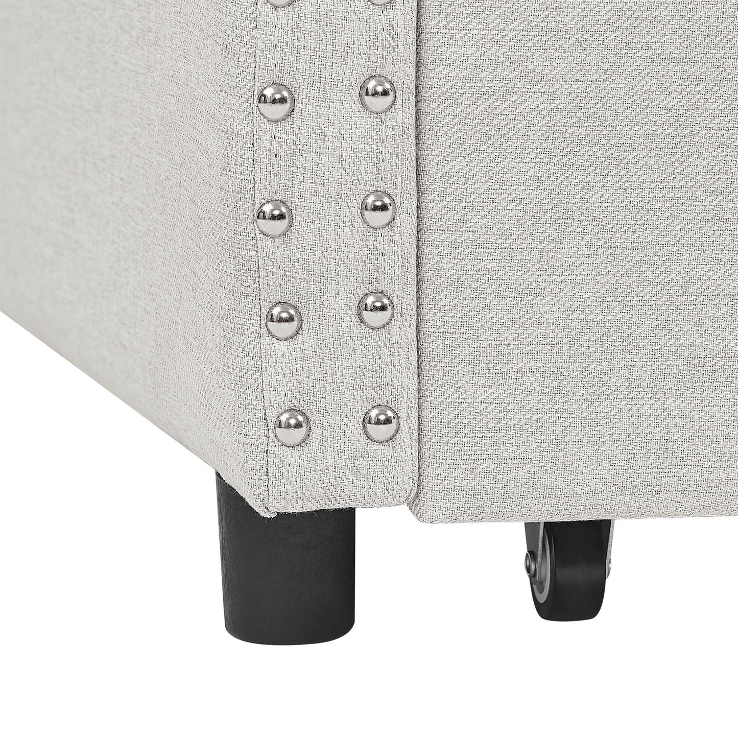 Upholstered Tufted Daybed With 2 Drawers, Waved Arms