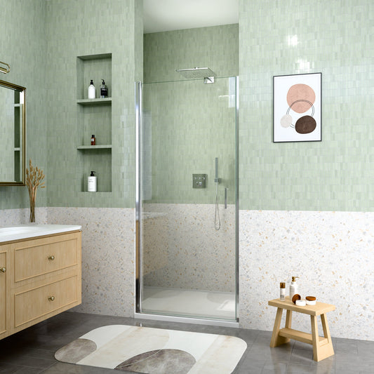 34" W x 72" H Semi-Frameless Circular Pivot Shower Door