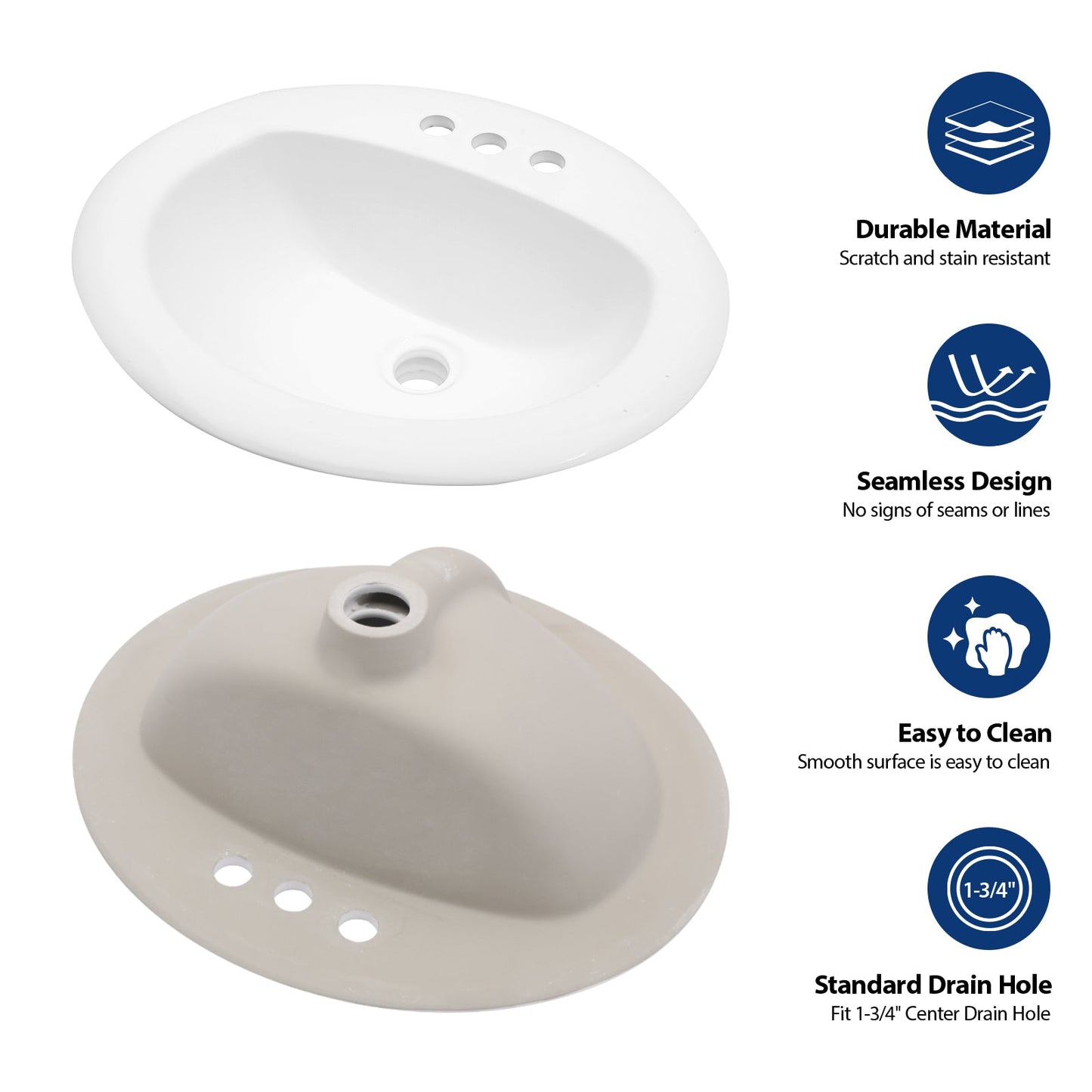 20.3 Inch Drop-In Bathroom Sink