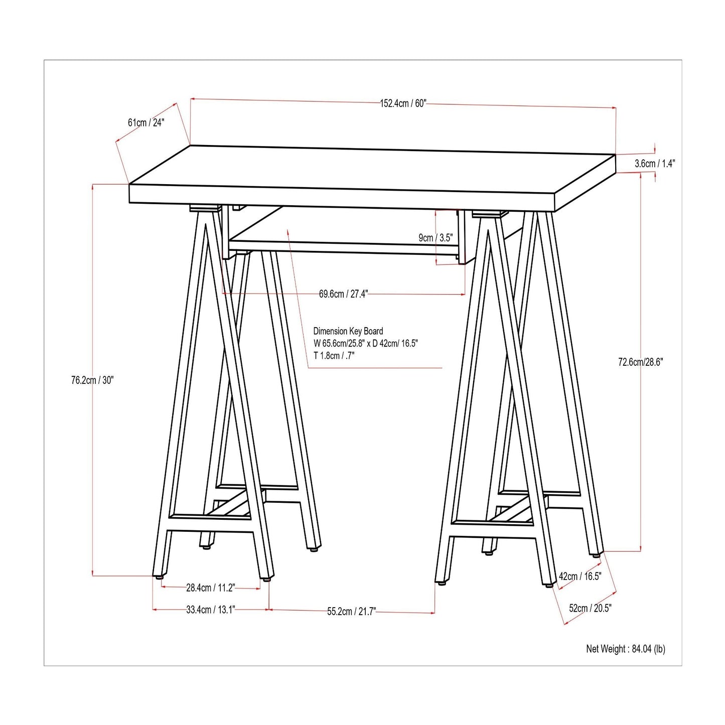 Sawhorse - Handcrafted Solid Desk
