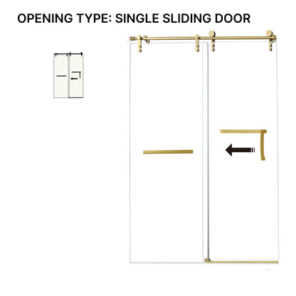 60 Inches x 76 Inches Frameless Single Sliding Shower Door