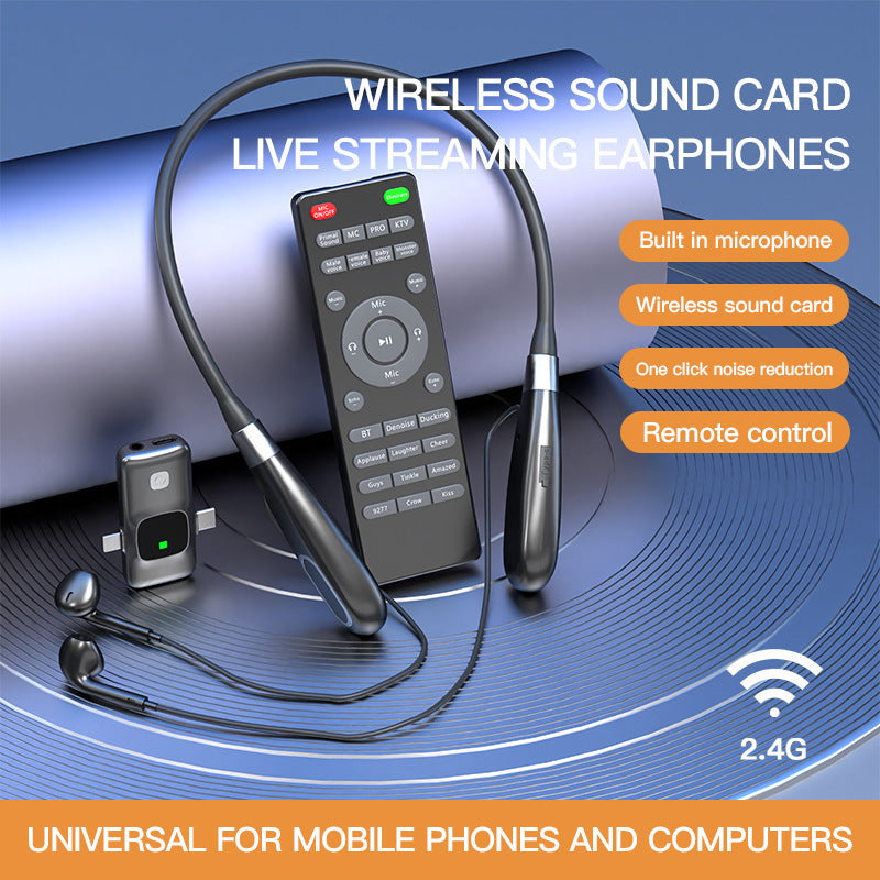 E8 Microphone Mobile Live Streaming Sound Card Headset Neck Hanging