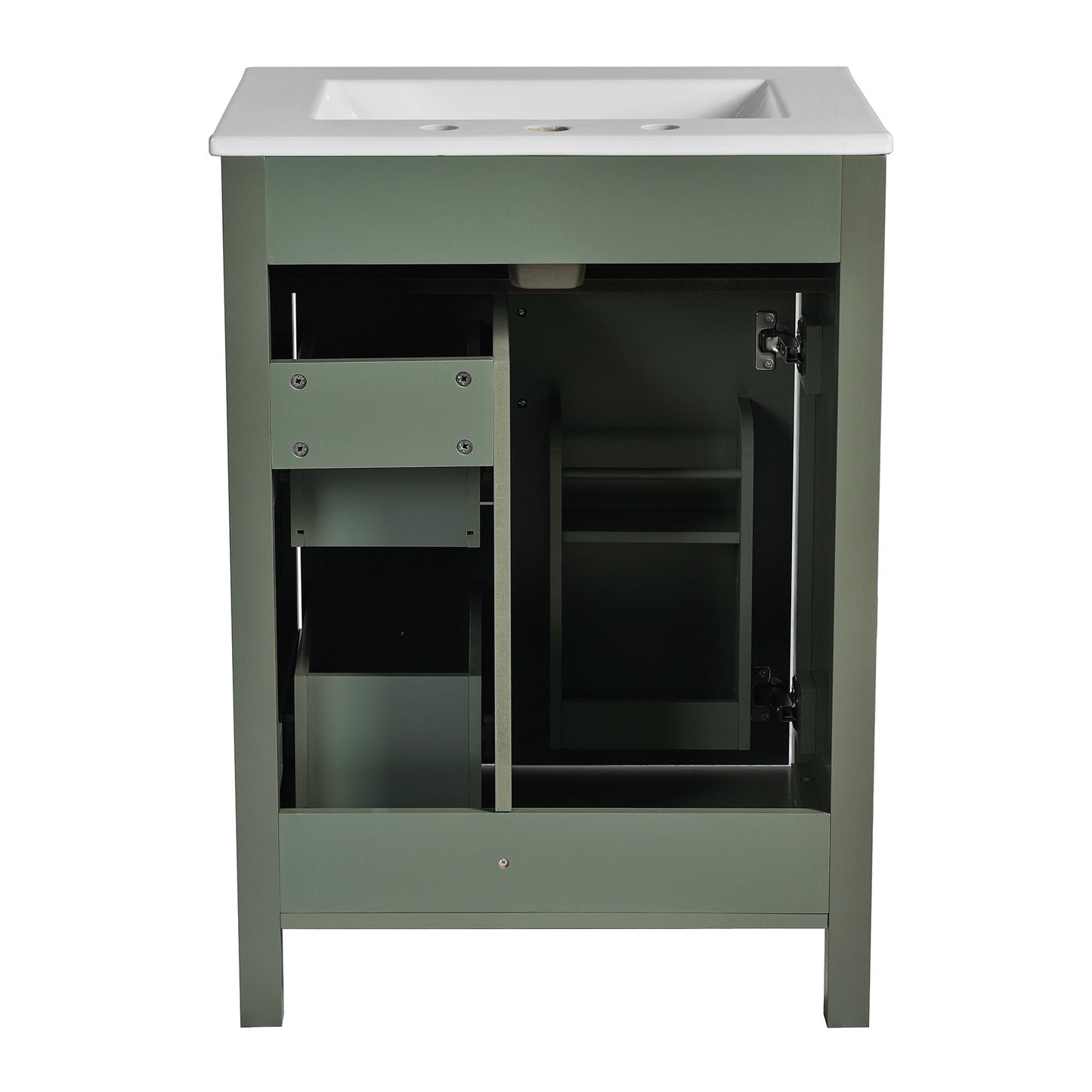 Elegant Bathroom Vanity With Ceramic Sink, Soft Close Doors And Drawers, Double Storage Racks