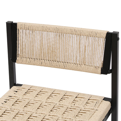 Style B, Woven Bar Stools With Backrest, Paper Rope Weave Dining Chairs For Kitchen Island - Creamy White