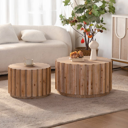 19.7" + 27.5" Round Nesting Coffee Table Set of 2