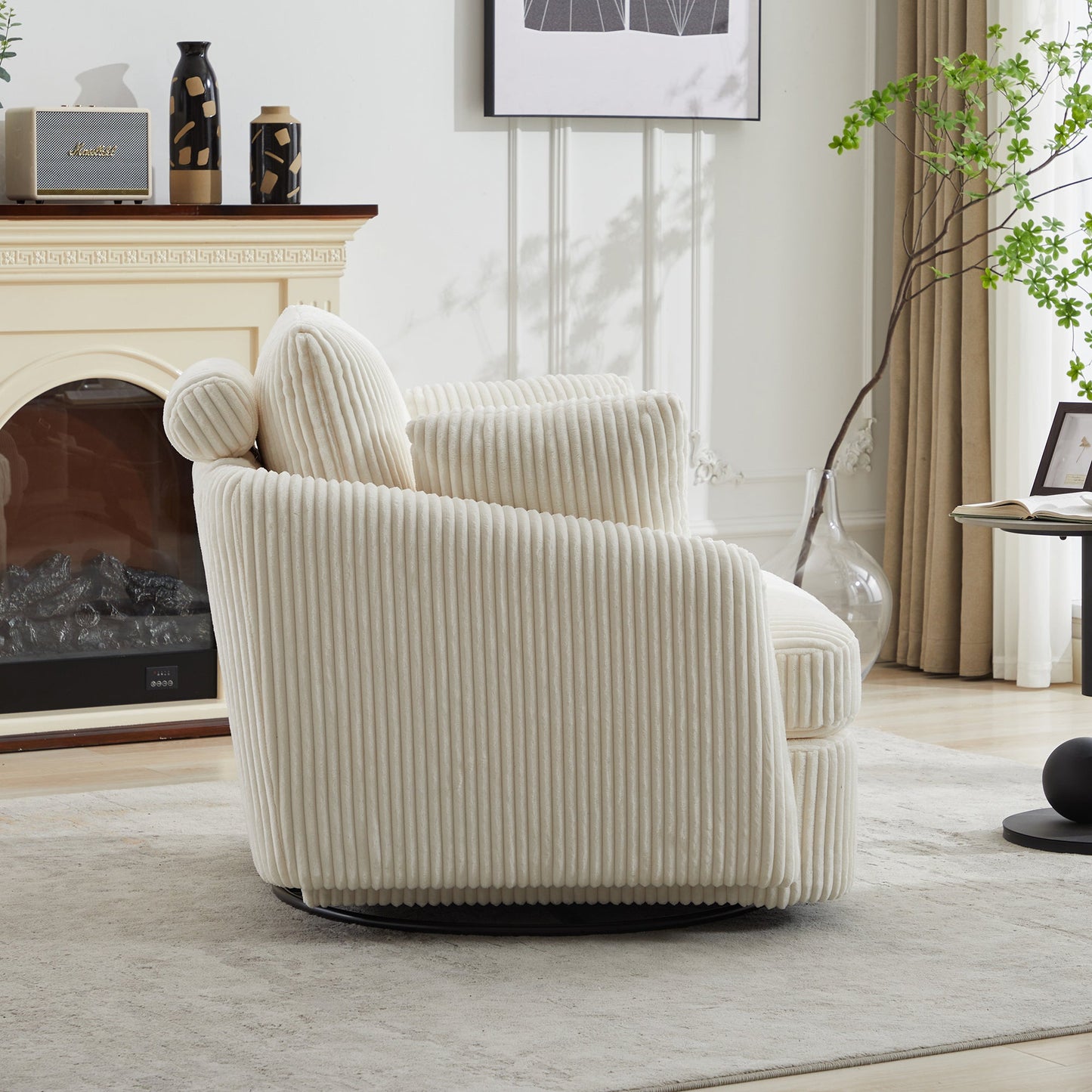 40.55''W Swivel Accent Chair with 2 Throw Pillows