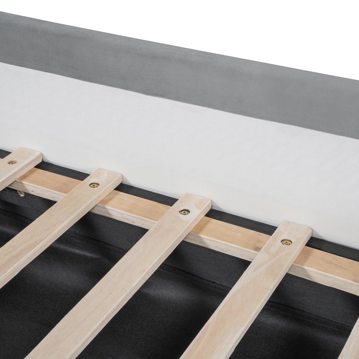 Upholstered Daybed With Bear Shaped Headboard, Hydraulic System And Breathable Fence