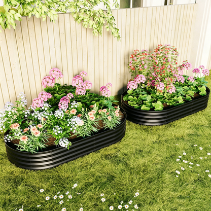 Galvanized Raised Garden Bed with Rust-Proof Design - Black or Green
