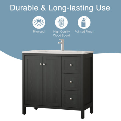35.5" Modern Bathroom Vanity with Basin