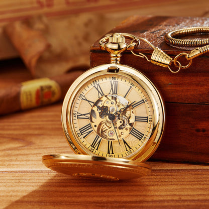 Fully Automatic Movement Flip-Open Engraved Pocket Watch