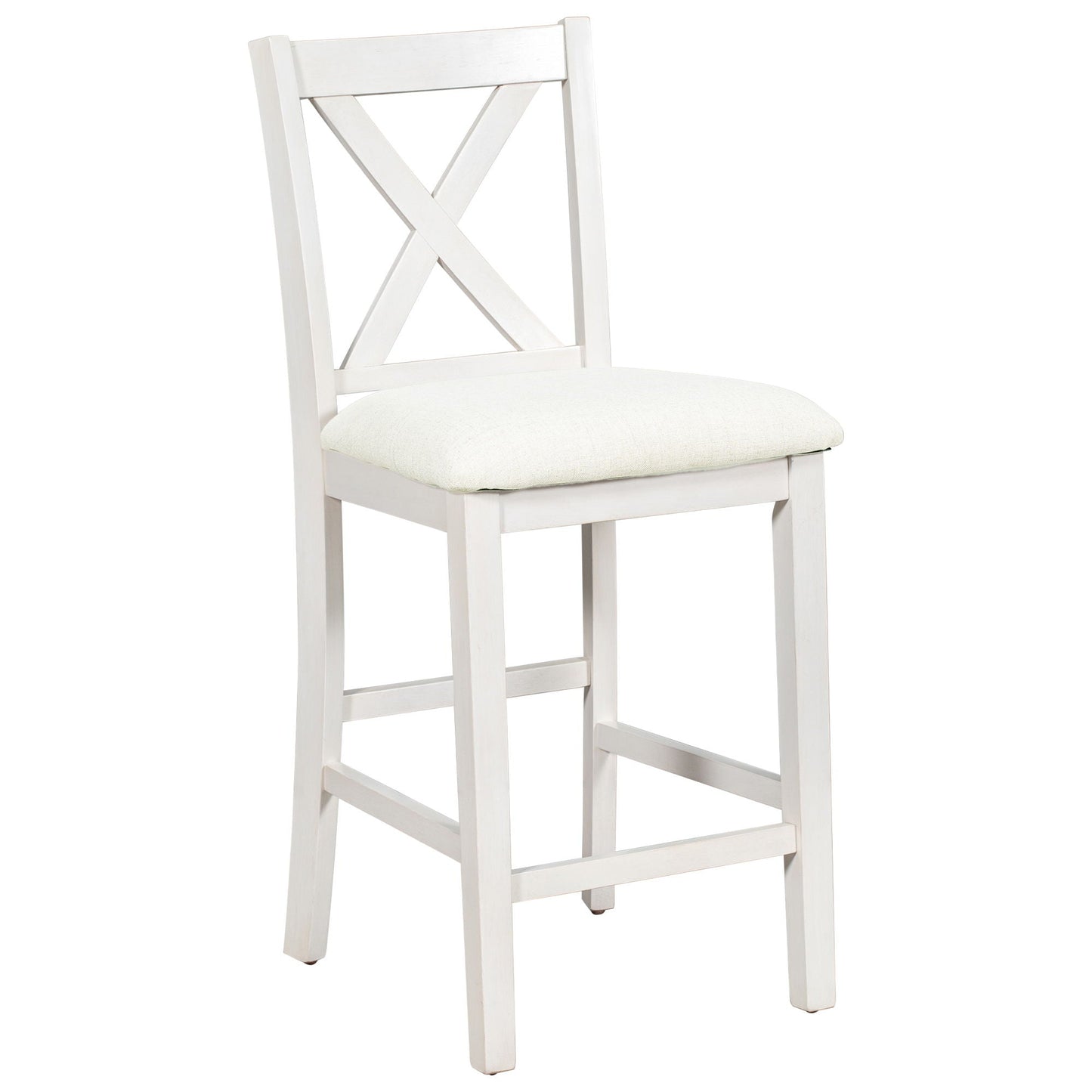 5 Pieces Counter Height Rustic Farmhouse Dining Room Wooden Bar Table Set With 2 Stools And 2 Chairs