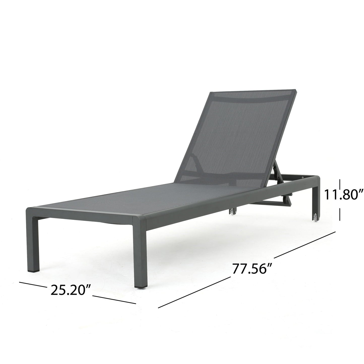Outdoor Patio Chaise Lounge with 5 Reclining Positions