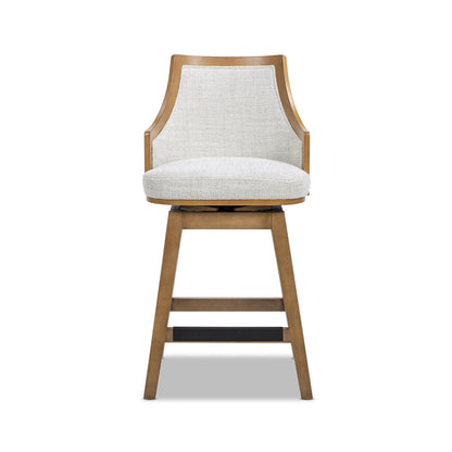 Bahama 26" Cane Rattan High-Back Swivel Counter Stool with Recessed Arms