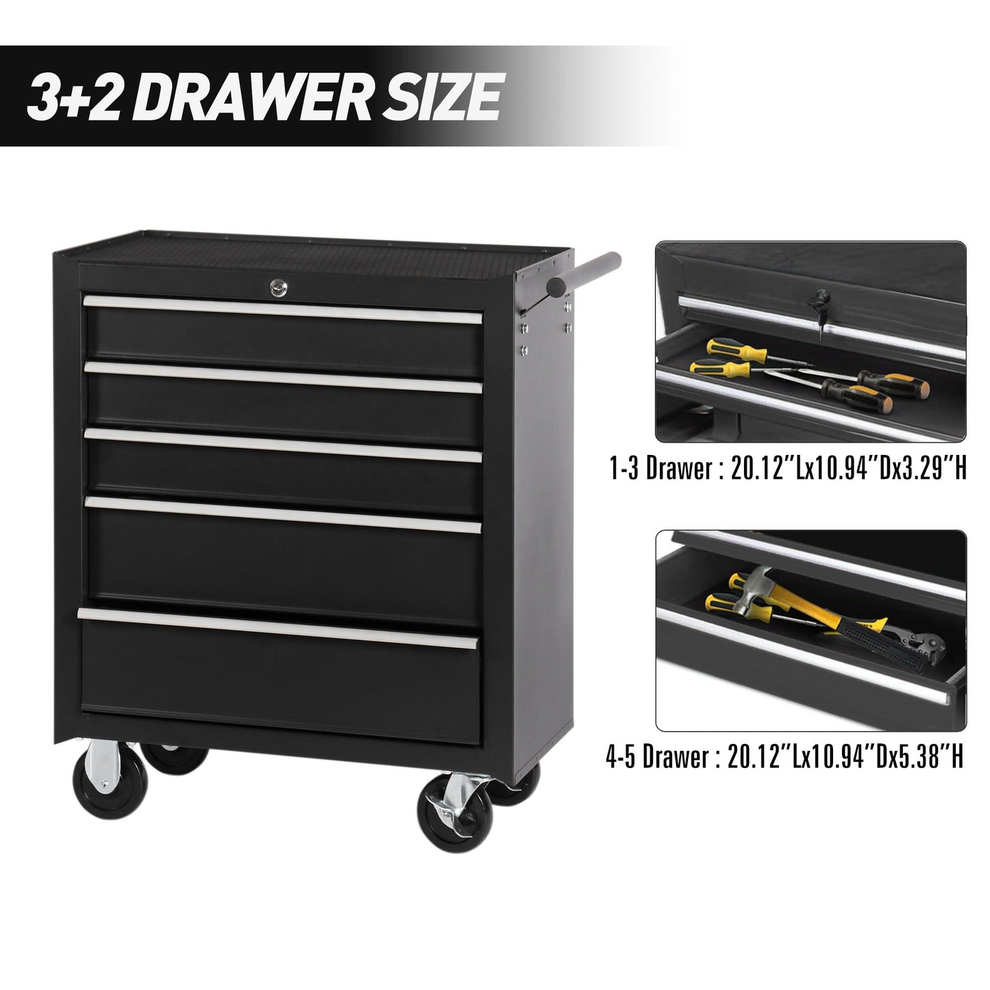 5-Drawer Rolling Tool Chest w/Lock & Key