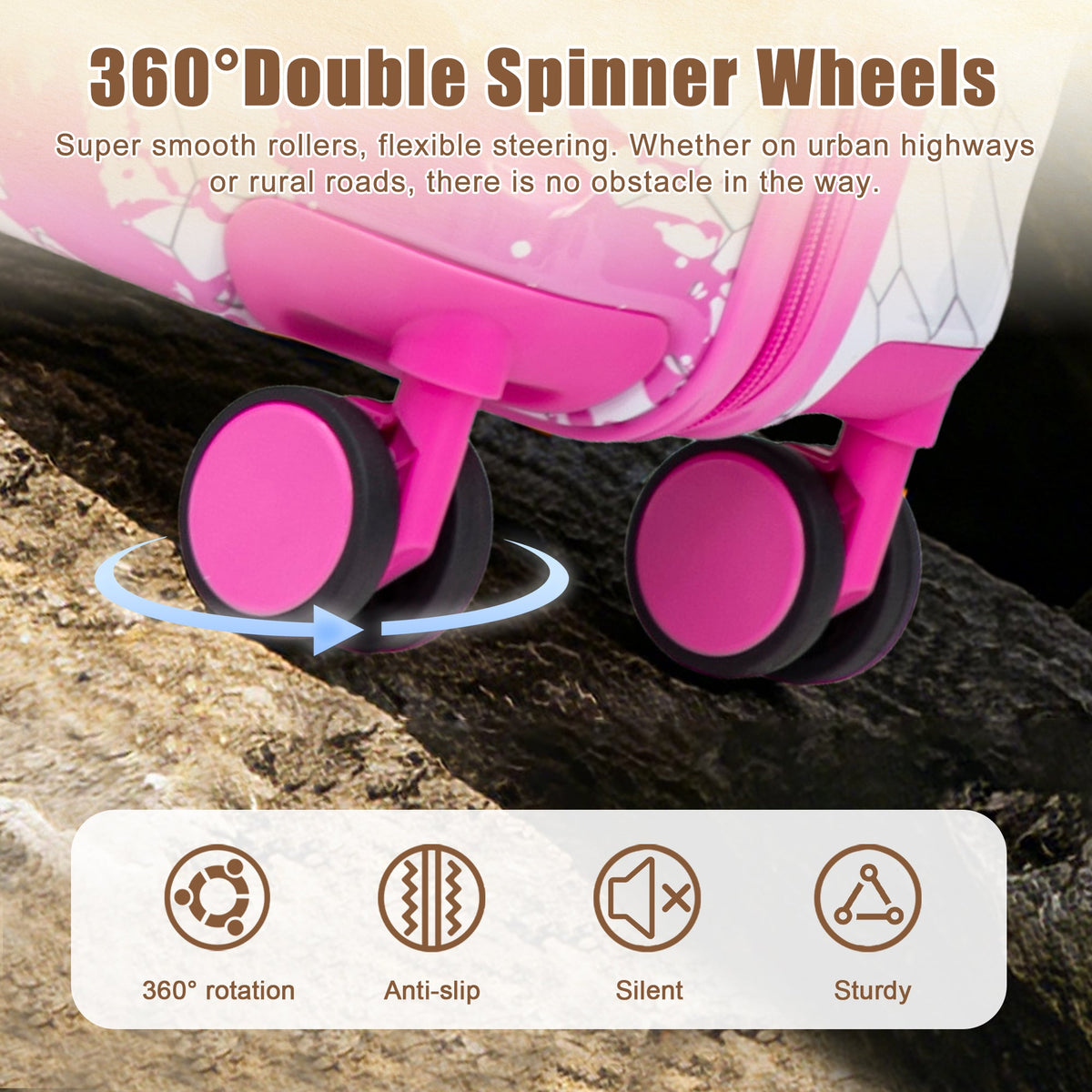 20 Inch PC Spinner Wheel Luggage - Pink