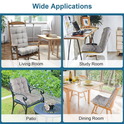 Rocking Chair Cushion 2 Pieces Back Seat Sets with Non-Slip Ties Polyester Fiber Filling _x000B__x000B_Comfortable for Indoor Home Office Car